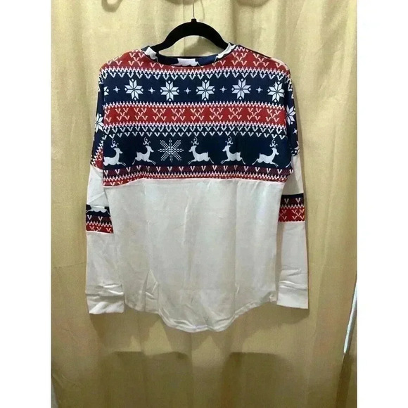 Suvimuga Christmas Sweater Long Sleeve Shirt Navy Red White Small - Picture 2 of 3